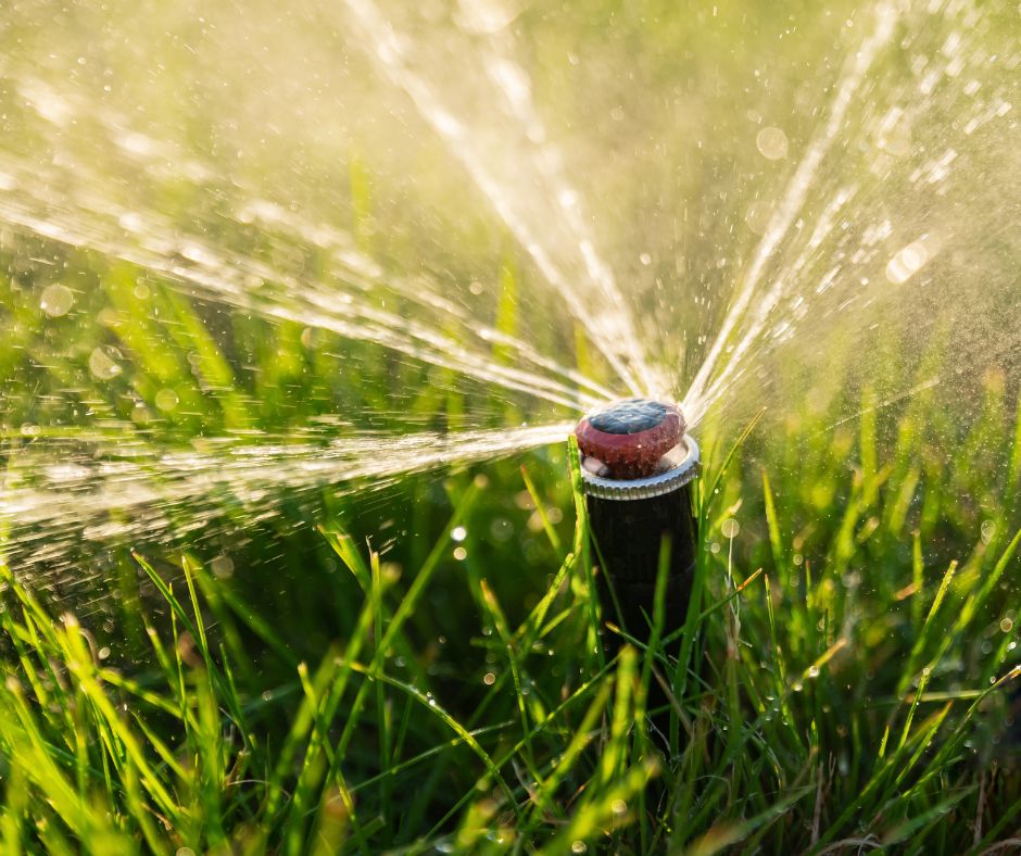 lawn watering sprinkler watering lawn