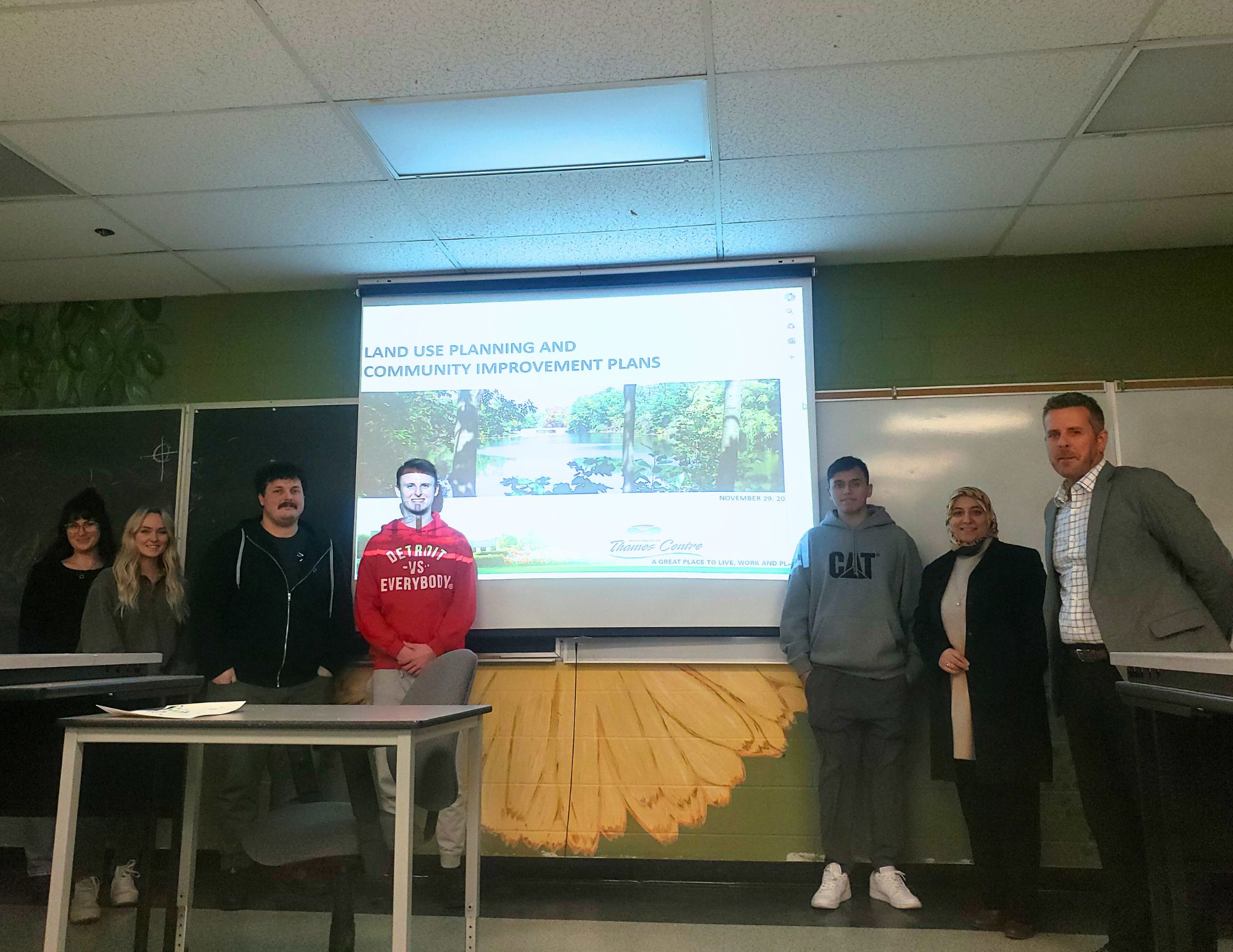marc with professor and students