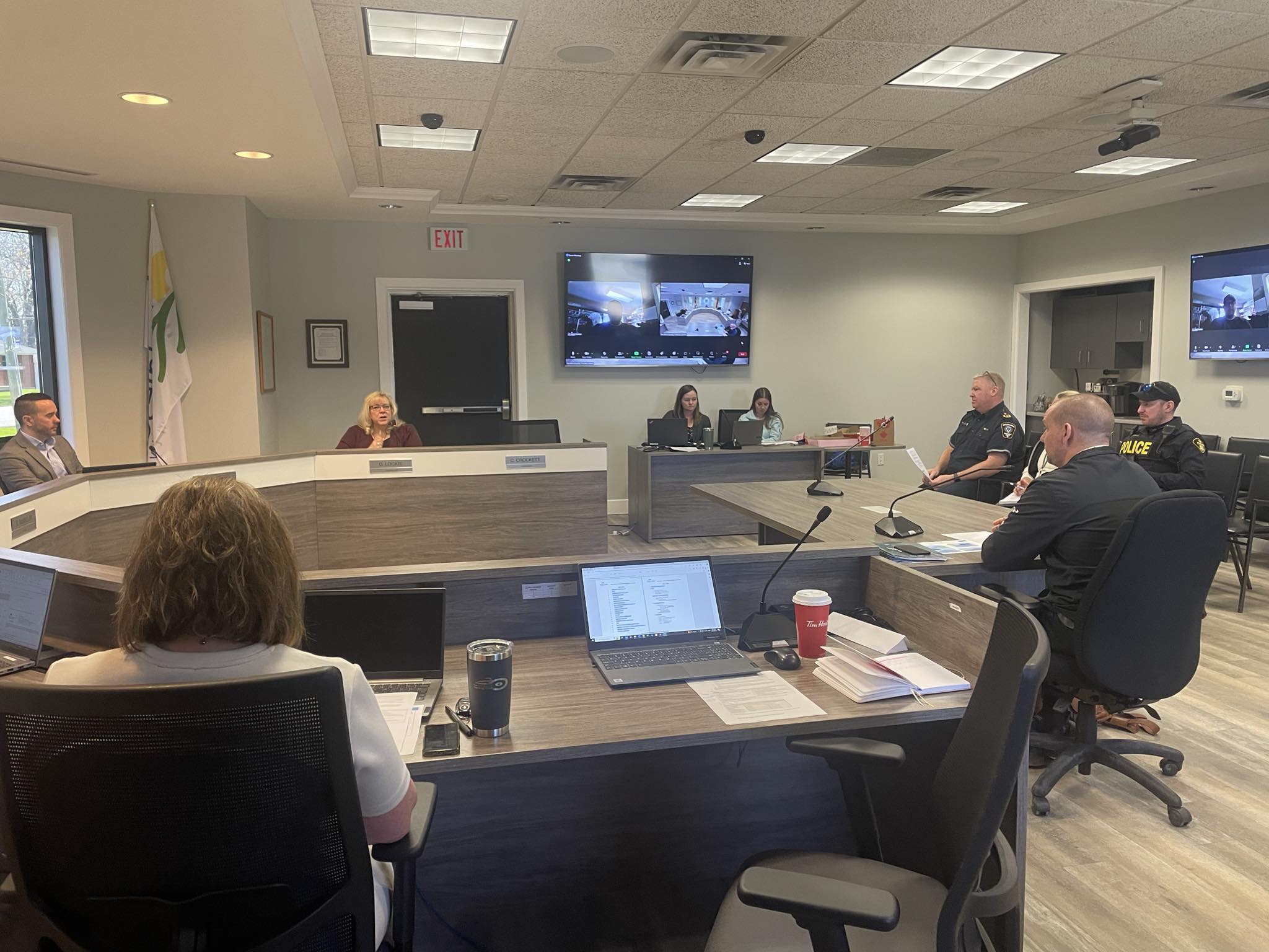 staff at meeting in council chambers