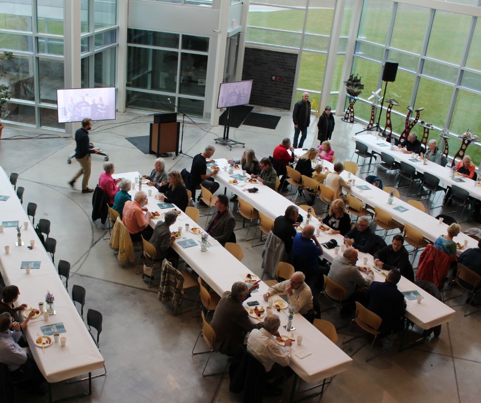 aerial of mayors breakfast event at armatec