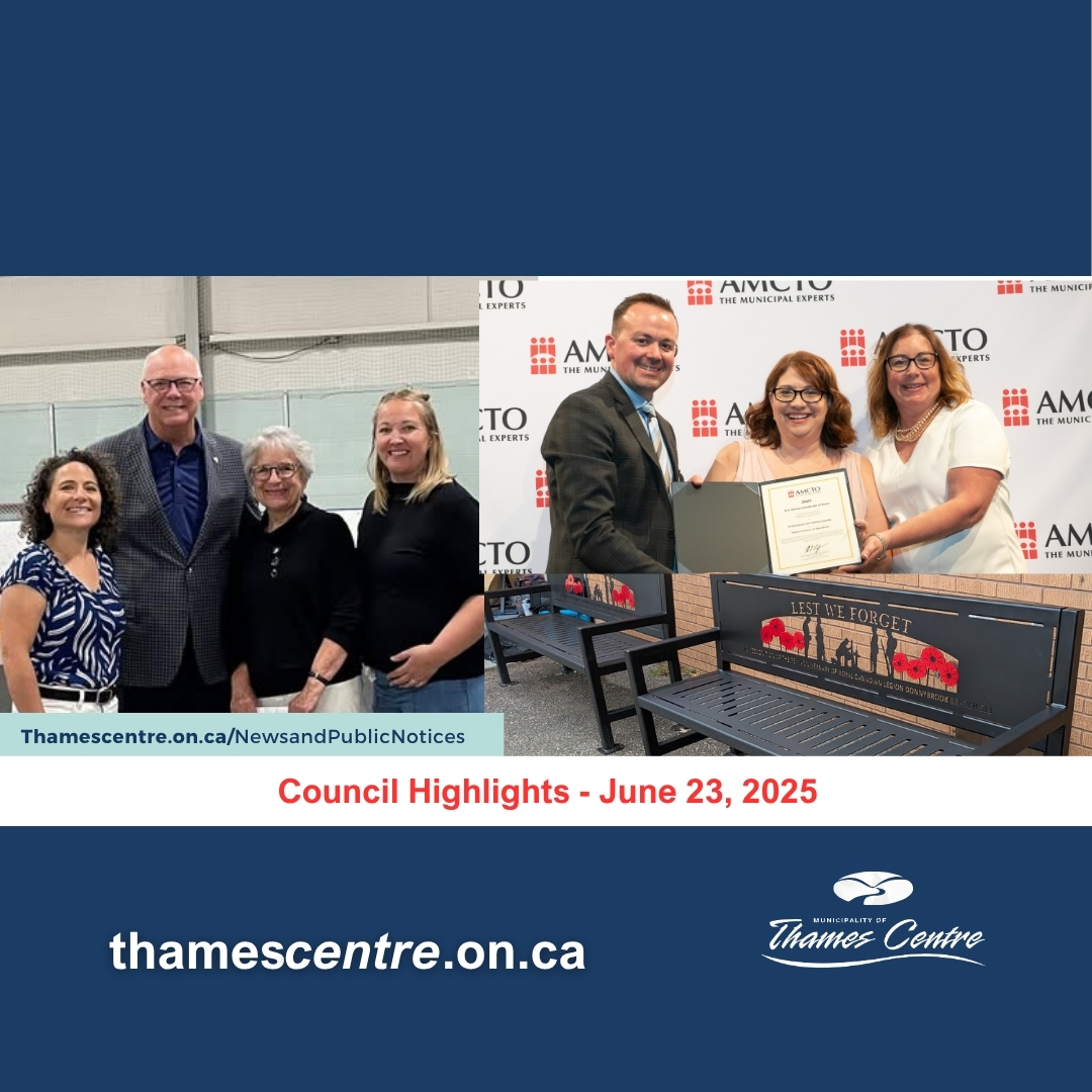 Councillors with MPP Flack, Deputy Mayor Accepts Award, Memorial Benches