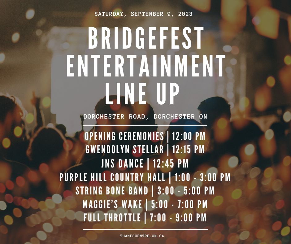 Enterainment Lineup for Bridgefest